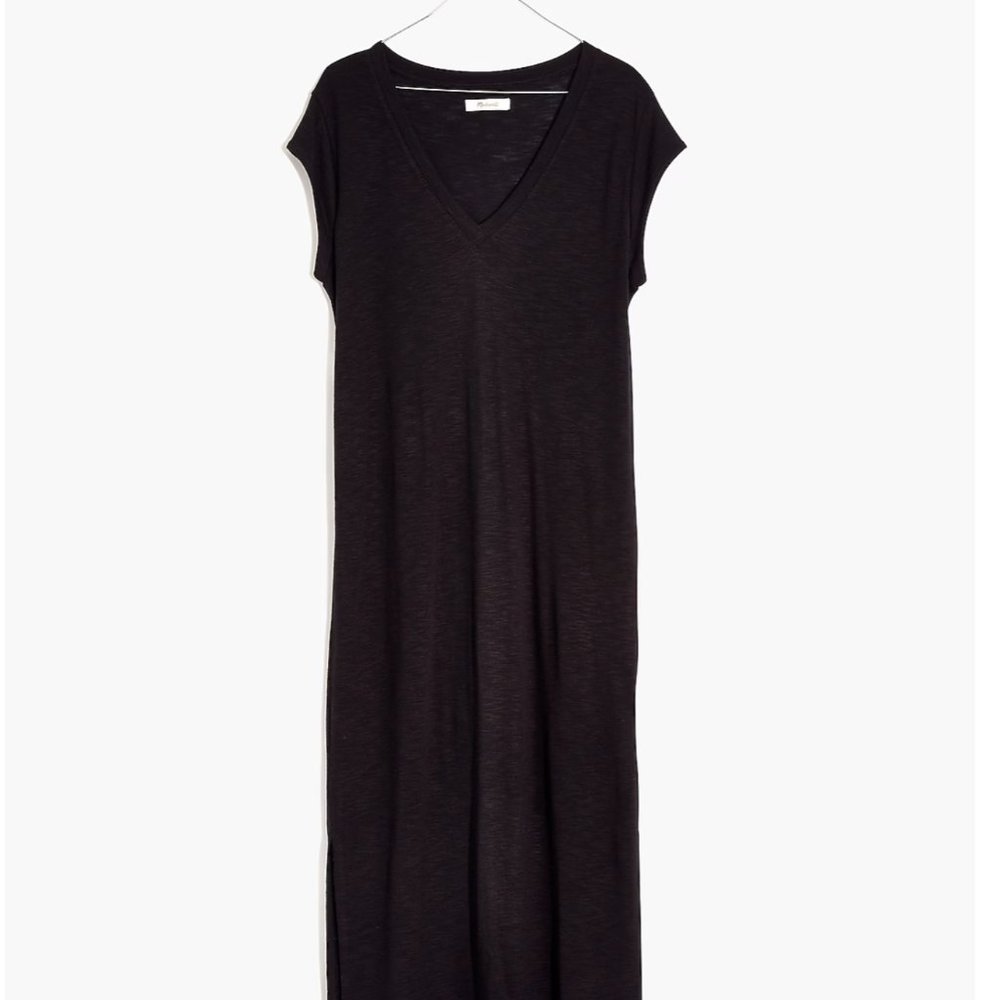 Madewell Black Sleeveless  V Neck Tank Dress, Sleveless, medium